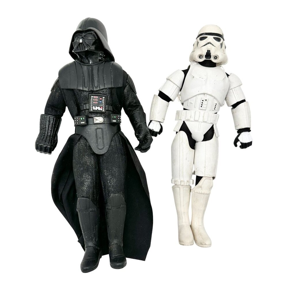 Vintage 1997 Kenner Star Wars Darth Vader and Stormtrooper Action Figures 12 in